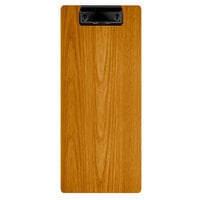 Menu Solutions WDCLIP-BA Country Oak 4 1/4" x 11" Customizable Wood Menu Clip Board