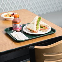 Choice 10 inch x 14 inch Forest Green Plastic Fast Food Tray