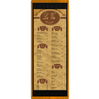 Menu Solutions WDSTR-BD Country Oak 4 1/4" x 14" Customizable Wood Menu Board with Top and Bottom Strips