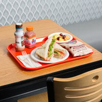 Choice 14 inch x 18 inch Orange Plastic Fast Food Tray
