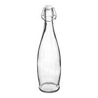 Acopa 32 oz. Clear Glass Bottle with Wire Bail Swing Top Lid - 6/Case