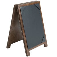 Menu Solutions WDSD-PIX-B 5" x 7" Walnut Wood Sandwich Menu Board Tent with Picture Corners