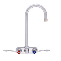 Fisher 62693 Wall Mounted Stainless Steel Faucet with 4" Centers, 6" Swivel Gooseneck Nozzle, 2.2 GPM Aerator, and Wrist Handles