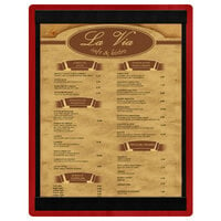 Menu Solutions WDSTR-C Berry 8 1/2" x 11" Customizable Wood Menu Board with Top and Bottom Strips