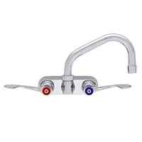 Fisher 62472 Wall Mounted Stainless Steel Faucet with 4" Centers, 6" Swing Nozzle, 2.2 GPM Aerator, and Wrist Handles
