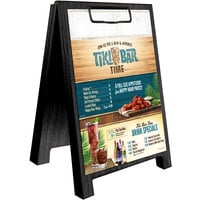 Menu Solutions WDSD-CL-B 5" x 7" Black Wood Sandwich Menu Board Tent with Clip