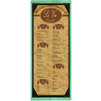 Menu Solutions WDPIX-BD Washed Teal 4 1/4" x 14" Customizable Wood Menu Board with Picture Corners