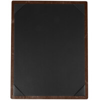 Menu Solutions WDPIX-C Walnut 8 1/2" x 11" Customizable Wood Menu Board with Picture Corners