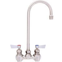 Fisher 62685 Wall Mounted Stainless Steel Faucet with 4 inch Centers, 3 1/2 inch Swivel Gooseneck Nozzle, 2.2 GPM Aerator, and Lever Handles