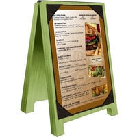 Menu Solutions WDSD-PIX-B 5" x 7" Lime Wood Sandwich Menu Board Tent with Picture Corners