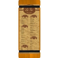 Menu Solutions WDRBB-BD Country Oak 4 1/4" x 14" Customizable Wood Menu Board with Rubber Band Straps