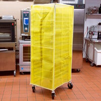 Curtron SUPRO-BM-Y Yellow Supro Breathable Mesh Bun / Sheet Pan Rack Cover - 23 inch x 28 inch x 62 inch