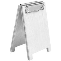 Menu Solutions WDSD-CL-A 4" x 6" White Wash Wood Sandwich Menu Board Tent with Clip