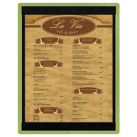 Menu Solutions WDSTR-C Lime 8 1/2" x 11" Customizable Wood Menu Board with Top and Bottom Strips