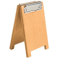 Menu Solutions WDSD-CL-A 4" x 6" Country Oak Wood Sandwich Menu Board Tent with Clip