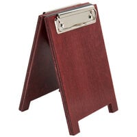 Menu Solutions WDSD-CL-A 4" x 6" Mahogany Wood Sandwich Menu Board Tent with Clip
