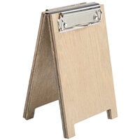 Menu Solutions WDSD-CL-A 4" x 6" Weathered Walnut Wood Sandwich Menu Board Tent with Clip