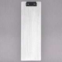 Menu Solutions WDCLIP-BD White Wash 4 1/4" x 14" Customizable Wood Menu Clip Board