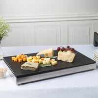 Vollrath Cubic Full Size Stainless Steel Cooling Plate with Slate / Granite Melamine Reversible Display Platter
