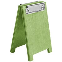 Menu Solutions WDSD-CL-A 4" x 6" Lime Wood Sandwich Menu Board Tent with Clip
