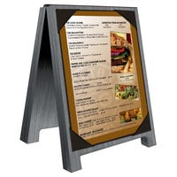 Menu Solutions WDSD-PIX-A 4" x 6" Ash Wood Sandwich Menu Board Tent with Picture Corners