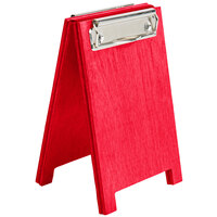 Menu Solutions WDSD-CL-A 4" x 6" Berry Wood Sandwich Menu Board Tent with Clip