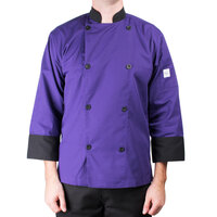 Mercer Culinary Millennia® Unisex Purple Customizable 3/4 Length Sleeve Cook Jacket M60018PUB - 5X
