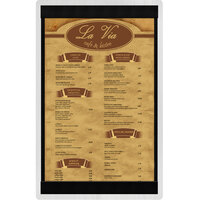 Menu Solutions WDSTR-D White Wash 8 1/2" x 14" Customizable Wood Menu Board with Top and Bottom Strips