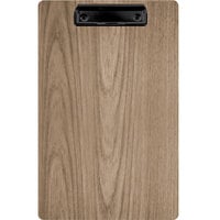 Menu Solutions WDCLIP-D Weathered Walnut 8 1/2" x 14" Customizable Wood Menu Clip Board