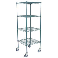 Regency 24 inch x 24 inch NSF Green Epoxy 4-Shelf Kit with 64 inch Posts and Casters