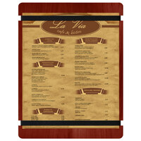 Menu Solutions WDRBB-C Mahogany 8 1/2" x 11" Customizable Wood Menu Board with Rubber Band Straps