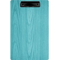 Menu Solutions WDCLIP-D Sky Blue 8 1/2" x 14" Customizable Wood Menu Clip Board