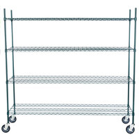 Regency 18 inch x 72 inch NSF Green Epoxy 4-Shelf Kit with 64 inch Posts and Casters