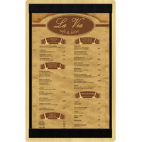 Menu Solutions WDSTR-D Natural 8 1/2" x 14" Customizable Wood Menu Board with Top and Bottom Strips