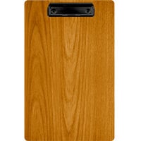 Menu Solutions WDCLIP-D Country Oak 8 1/2 inch x 14 inch Customizable Wood Menu Clip Board