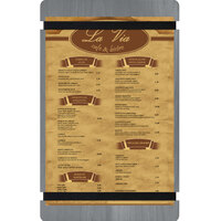 Menu Solutions WDRBB-D Ash 8 1/2" x 14" Customizable Wood Menu Board with Rubber Band Straps