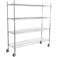 Regency 21 inch x 72 inch NSF Chrome 4-Shelf Kit with 64 inch Posts and Casters