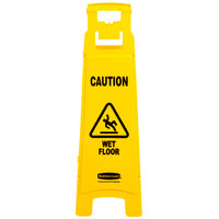 Rubbermaid FG611477YEL 37 inch Yellow 4-Sided Wet Floor Sign - Caution Wet Floor