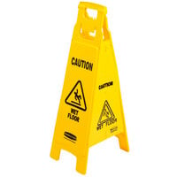 Rubbermaid FG611477YEL 37" Yellow 4-Sided Wet Floor Sign - "Caution Wet Floor"