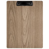 Menu Solutions WDCLIP-C Weathered Walnut 8 1/2" x 11" Customizable Wood Menu Clip Board