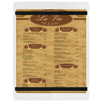 Menu Solutions WDRBB-C White Wash 8 1/2" x 11" Customizable Wood Menu Board with Rubber Band Straps