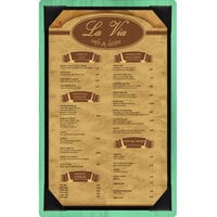 Menu Solutions WDPIX-D Washed Teal 8 1/2" x 14" Customizable Wood Menu Board with Picture Corners
