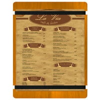 Menu Solutions WDRBB-C Country Oak 8 1/2" x 11" Customizable Wood Menu Board with Rubber Band Straps