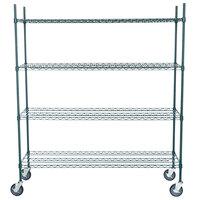 Regency 18 inch x 60 inch NSF Green Epoxy 4-Shelf Kit with 64 inch Posts and Casters