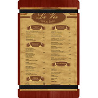 Menu Solutions WDRBB-D Mahogany 8 1/2" x 14" Customizable Wood Menu Board with Rubber Band Straps