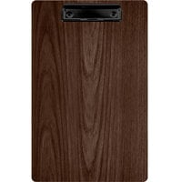 Menu Solutions WDCLIP-D Walnut 8 1/2" x 14" Customizable Wood Menu Clip Board