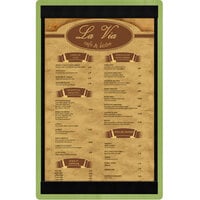 Menu Solutions WDSTR-D Lime 8 1/2" x 14" Customizable Wood Menu Board with Top and Bottom Strips