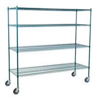 Regency 24 inch x 72 inch NSF Green Epoxy 4-Shelf Kit with 64 inch Posts and Casters