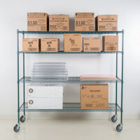 Regency 24 inch x 72 inch NSF Green Epoxy 4-Shelf Kit with 64 inch Posts and Casters