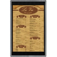 Menu Solutions WDSTR-D Ash 8 1/2" x 14" Customizable Wood Menu Board with Top and Bottom Strips